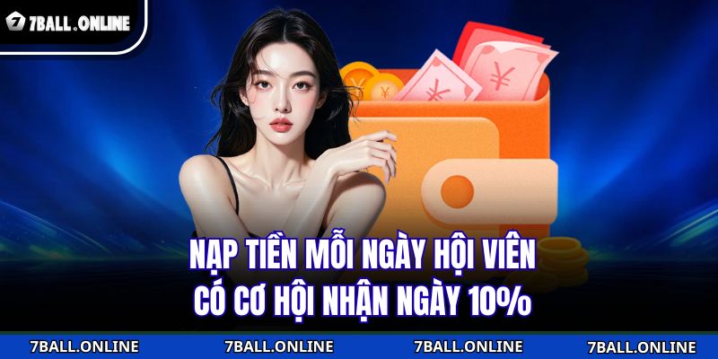 Nạp tiền mỗi ngày hội viên có cơ hội nhận ngày 10%